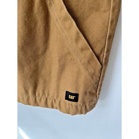 CAT Caterpillar Workwear Duck Canvas Sherpa Lined Hooded Jacket MENS S Brown - Picture 3 of 14